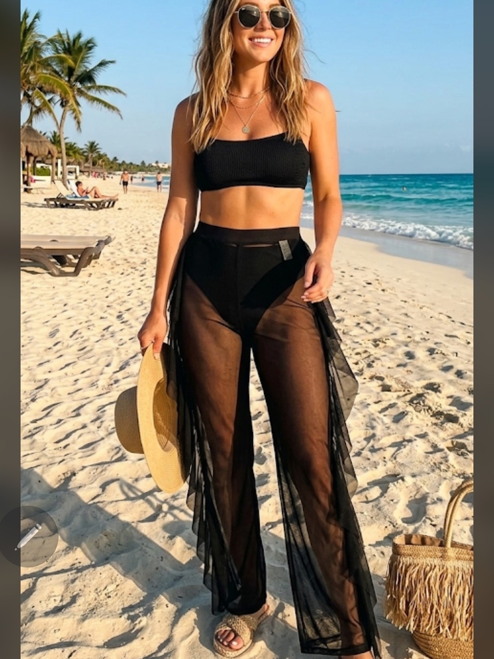 Sheer Black Beach Cover-Up Pants